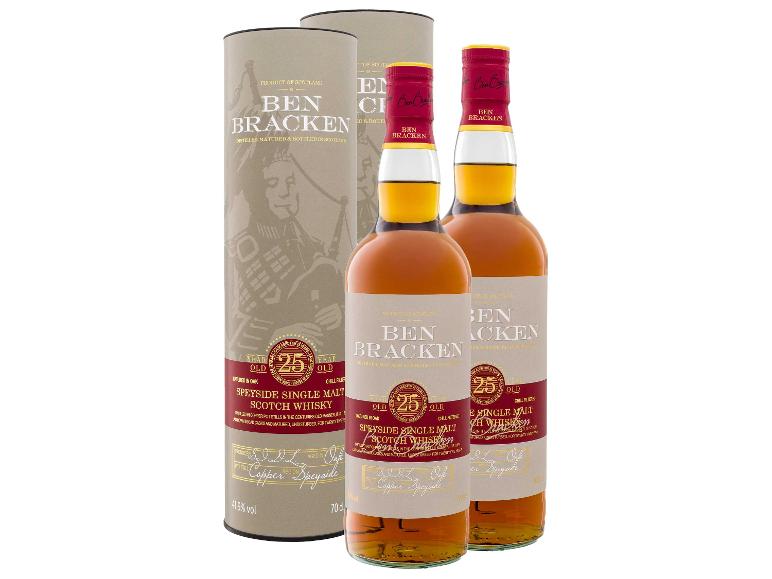 2 x 0,7-l-Flasche Whiskypaket Ben Bracken Speyside Single Malt Scotch Whisky 25 Jahre mit Geschenkbox 41,9% Vol