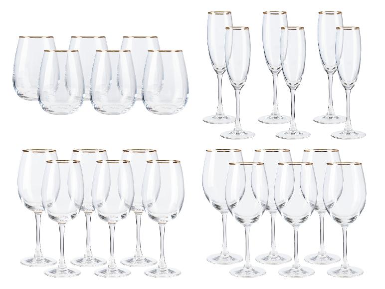 LIVARNO HOME Gläserset aus Kristallglas mit Goldrand, 6-teilig