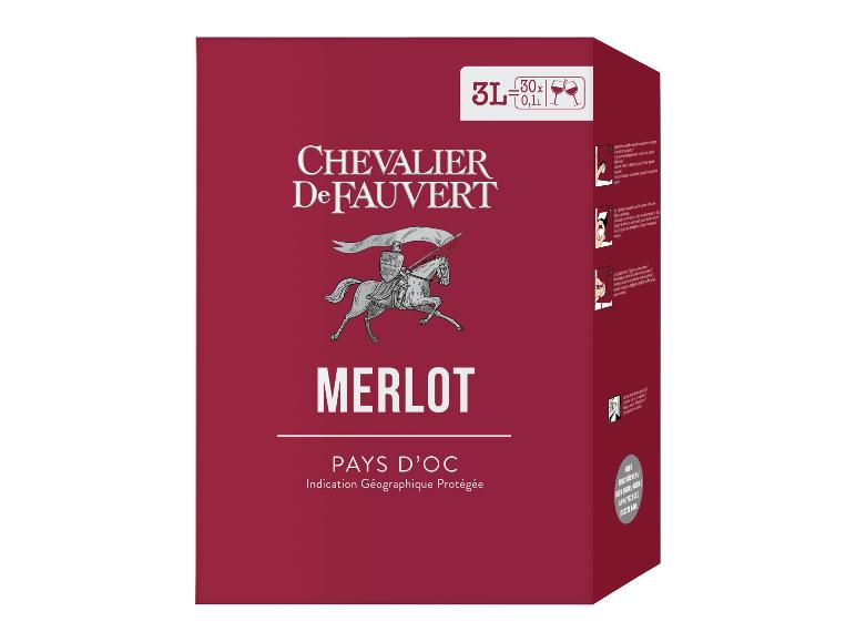 CHEVALIER DE FAUVERT Pays d'Oc Merlot IGP 3-l-Bag-in-Box trocken, Rotwein 2023
