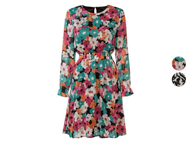 ESMARA® Damen Chiffon-Kleid mit transparenten Ärmeln