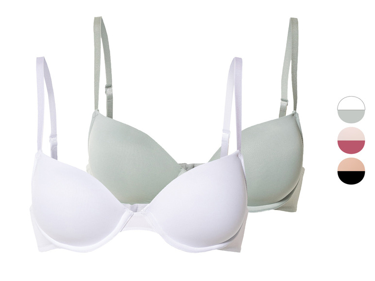 ESMARA® Damen Bügel-BHs, 2 Stück, gepaddete Cups