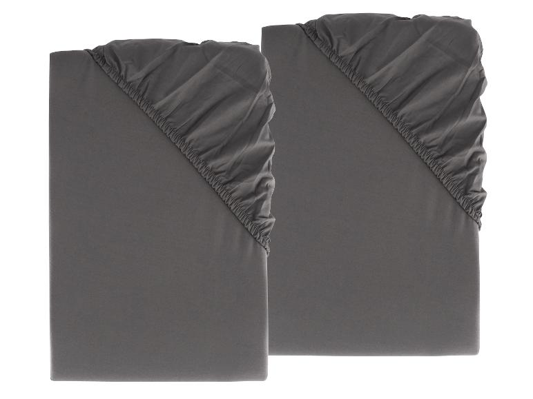 LIVARNO HOME Perkal-Spannbettlaken, 2 Stück, 90-100 x 200 cm (anthrazit)