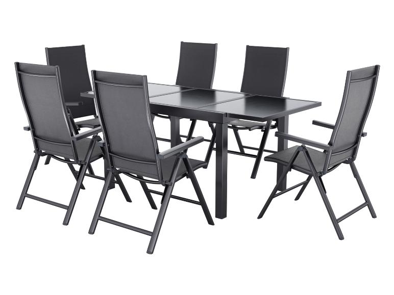 LIVARNO® Alu-Set »Houston«, 7-teilig - Ausziehtisch & 6 Klappsessel, grau