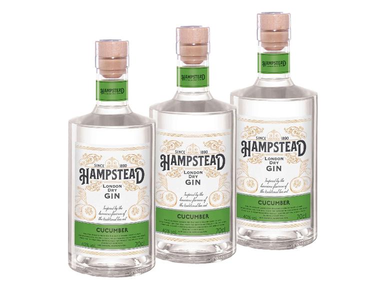 3 x 0,7-l-Flasche Spirituosenpaket Hampstead London Dry Gin Cucumber 40% Vol