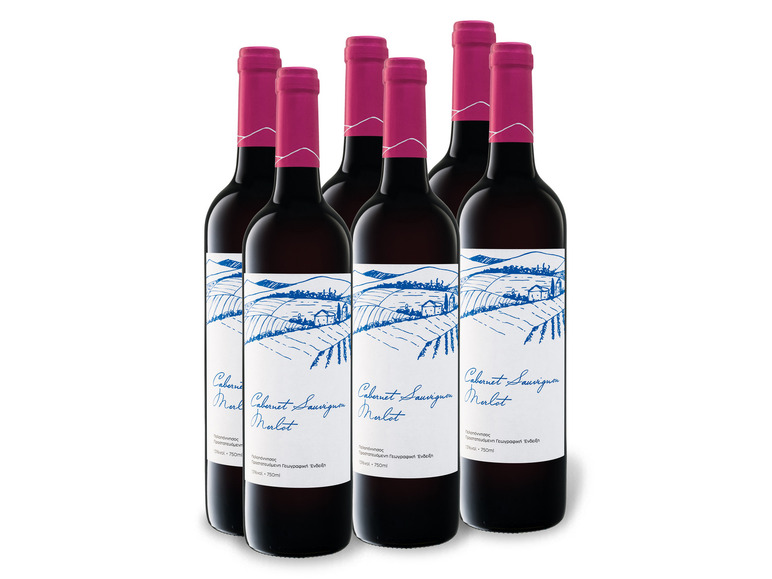 6 x 0,75-l-Flasche Weinpaket Cabernet Merlot Peloponnes PGE trocken, Rotwein