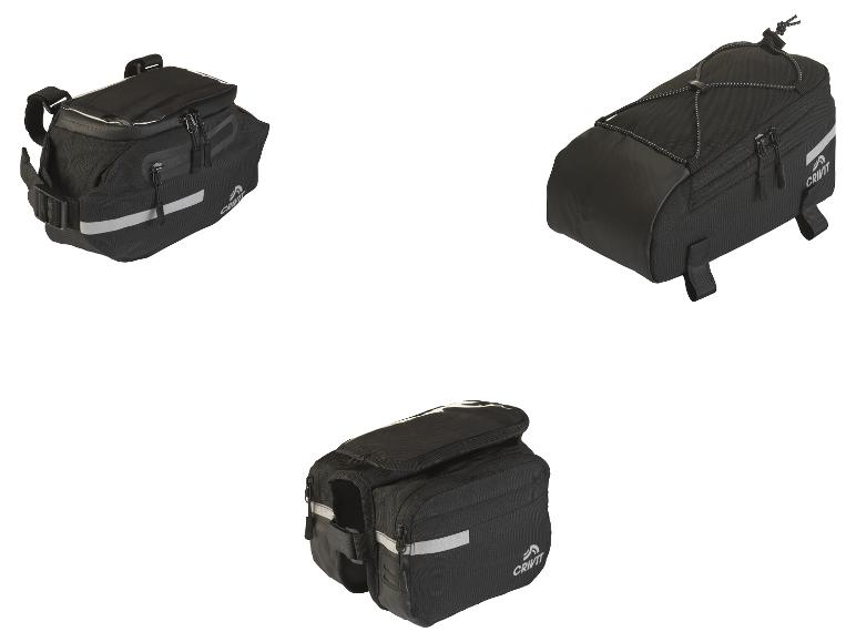 CRIVIT Fahrrad-Lenkertasche / Fahrrad-Doppel-Rahmentasche / Fahrrad-Gepäckträgertasche
