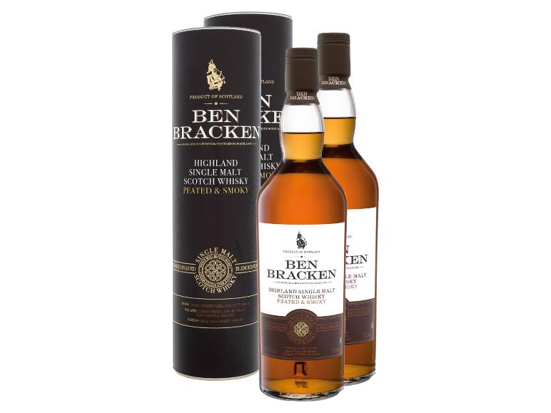 2 x 0,7-l-Flasche Spirituosenpaket BEN BRACKEN Highland Single Malt Scotch Whisky Peated & Smoky 8 Jahre 40% Vol