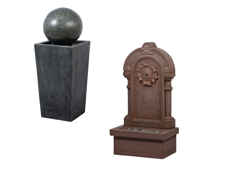 DOBAR Gartenbrunnen mit LEDs und Solar-Panel