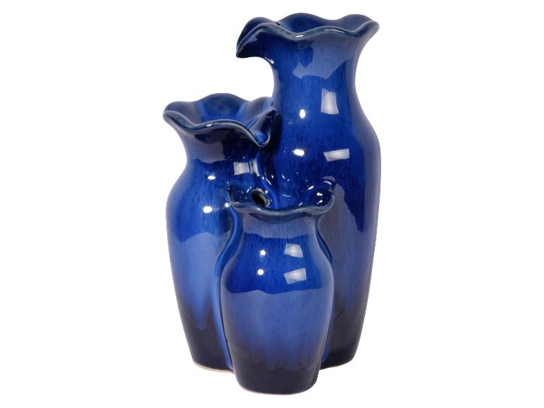 DOBAR Dreistufiger Design Zimmerbrunnen Keramik, Blau