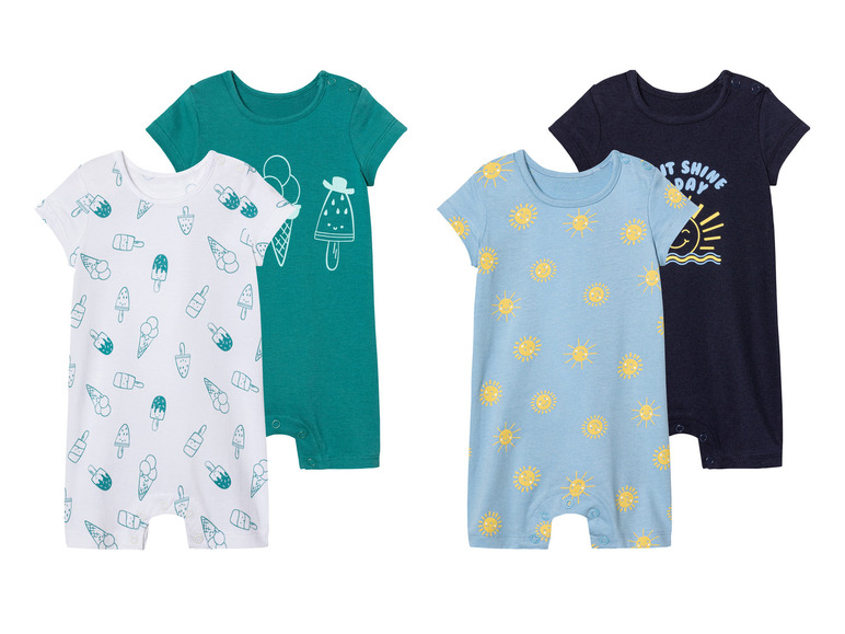 LUPILU® Baby Playsuits, 2 Stück, aus reiner Baumwolle