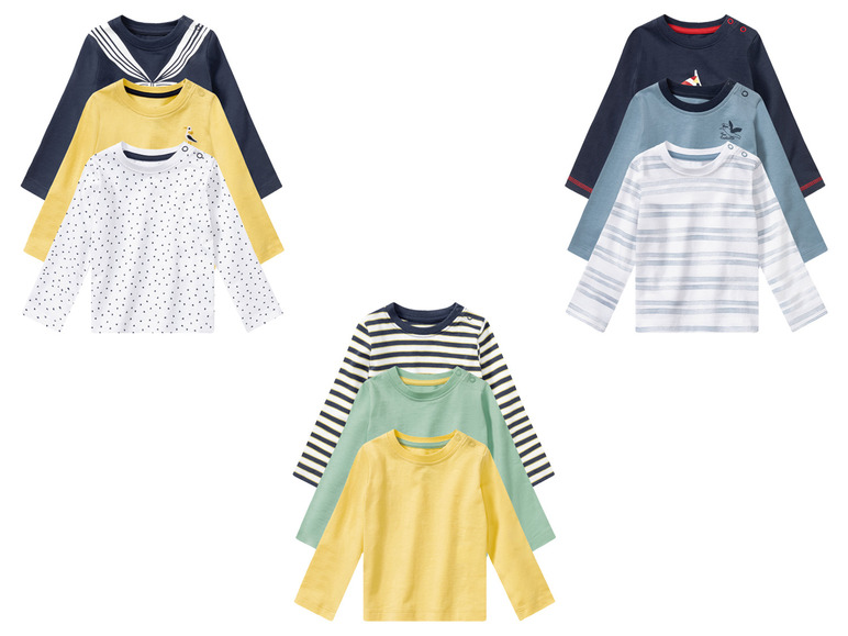 LUPILU® Baby Langarmshirt, reine Bio-Baumwolle, 3er Set