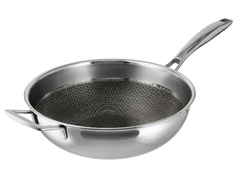 SILVERCREST® Premium-Edelstahl-Wok mit Wabenstruktur, Ø 28 cm