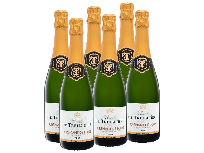 6 x 0,75-l-Flasche Weinpaket Comte de Treillière Crémant de Loire AOC brut, Schaumwein