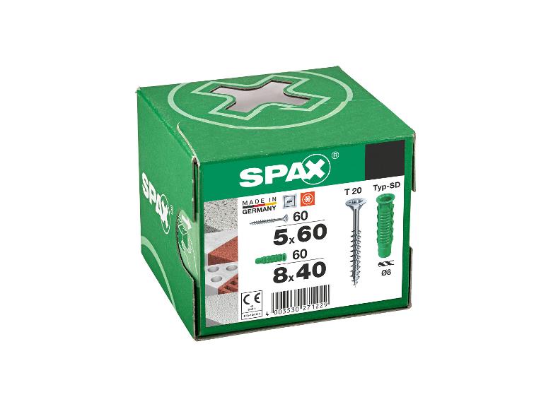 SPAX Dübel-Schrauben-Set »WIROX«, 120 Teile, Spreiz-Dübel Typ SD 8x40, Universalschrauben 5x60