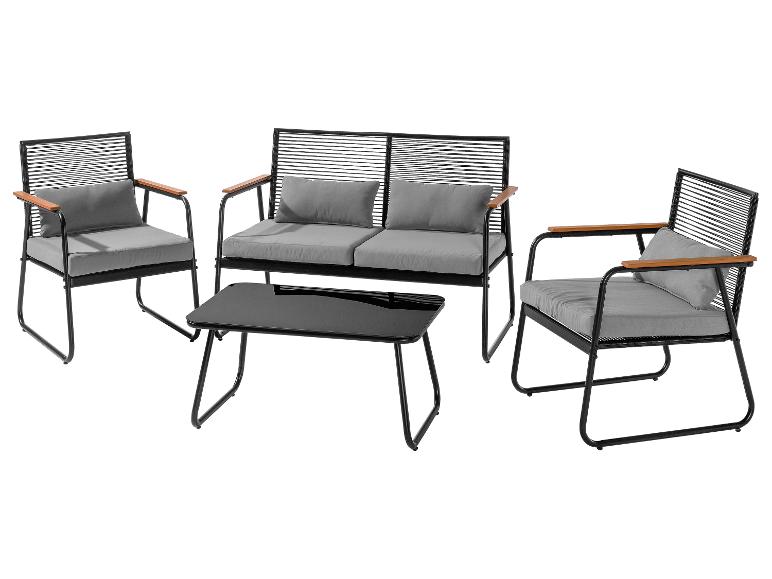 LIVARNO® Loungeset Stahl/Seiloptik 4tlg