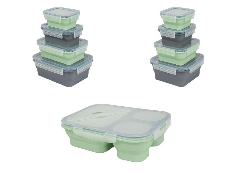 SILVERCREST® Faltbare Frischhaltedosen / Lunchbox, aus hitzebeständigem Silikon