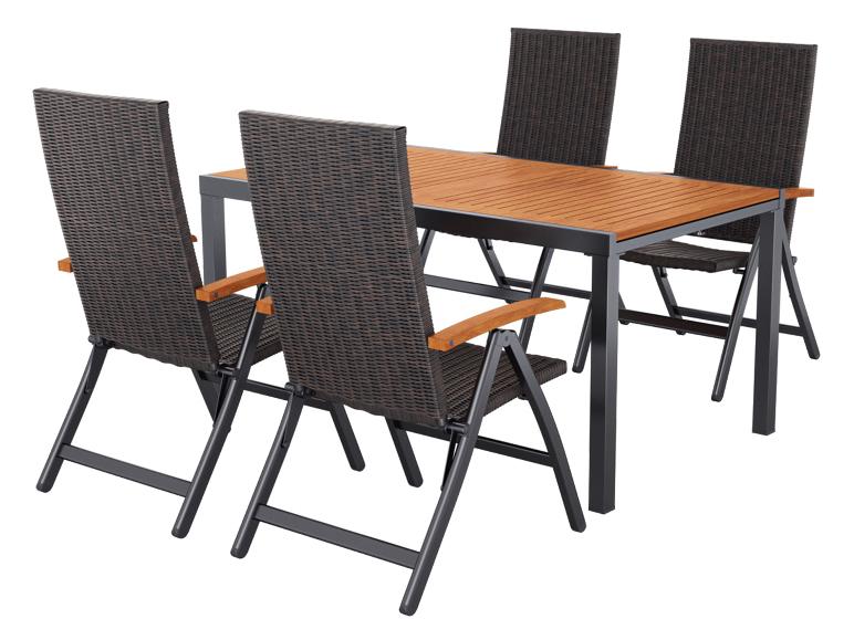 LIVARNO® Geflecht-Set »Valencia«, 5-teilig - Ausziehtisch & 4 Klappsessel