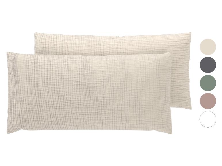 LIVARNO® Musselin-Kissenbezüge, 2 Stück, 40 x 80 cm