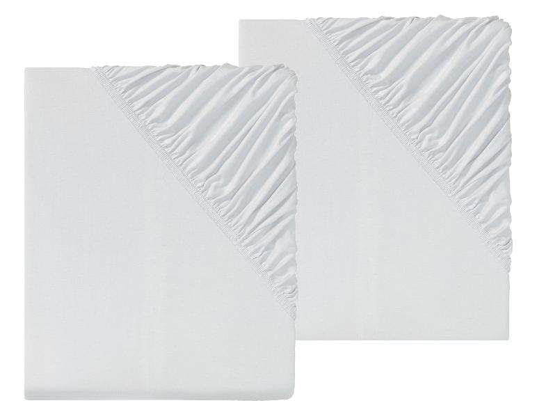 LIVARNO HOME Spannbettlaken Jersey, 2 Stück, 90-100x200x20cm (hellgrau)