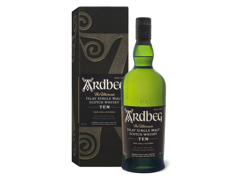 ARDBEG Islay Single Malt Scotch Whisky 10 Jahre mit Geschenkbox 46% Vol