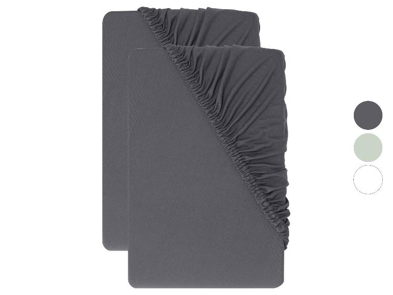LIVARNO® Jersey-Spannbettlaken-Set, 2 Stück, 180-200 x 200 cm