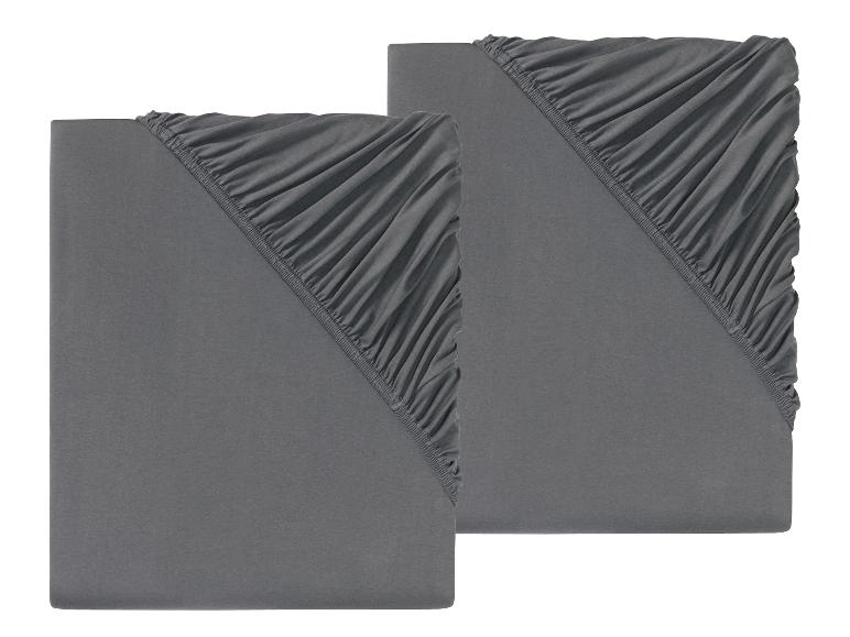 LIVARNO HOME Spannbettlaken Jersey, 2 Stück, 90-100 x 200 (dunkelgrau)
