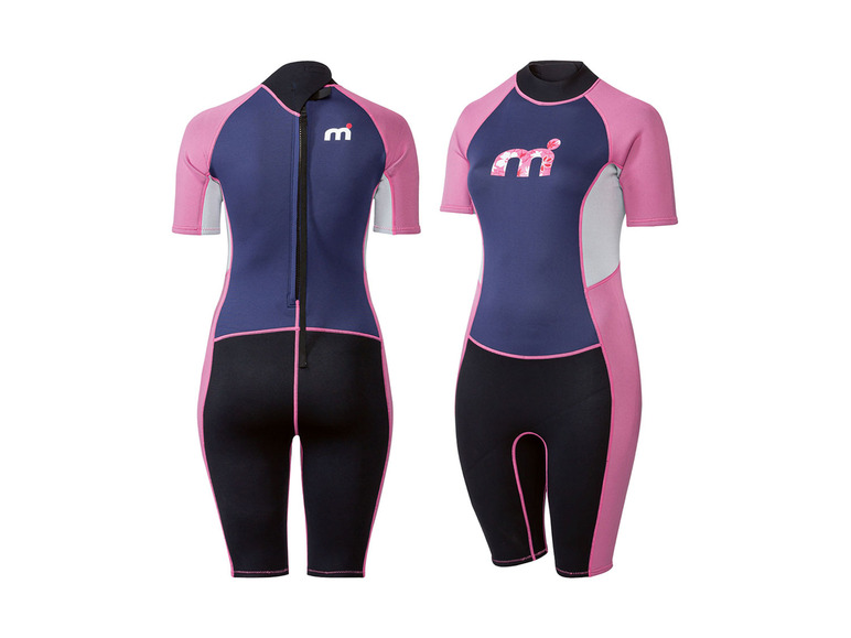 MISTRAL Damen Neoprenanzug, kurz, mit Reißverschluss am Rücken, schwarz/lila/pink