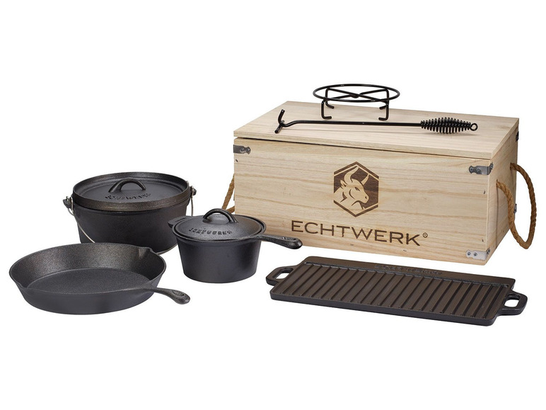 ECHTWERK Dutch Oven-Set, 7-teilig, inkl. Holzkiste