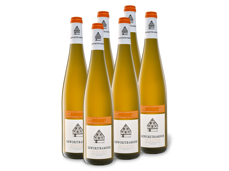 6 x 0,75-l-Flasche Weinpaket Vin d'Alsace Gewürztraminer AOP halbtrocken, Weißwein