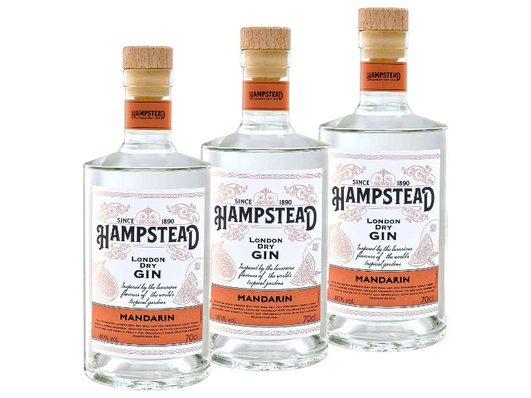 3 x 0,7-l-Flasche Spirituosenpaket Hampstead London Dry Gin Mandarin 40% Vol