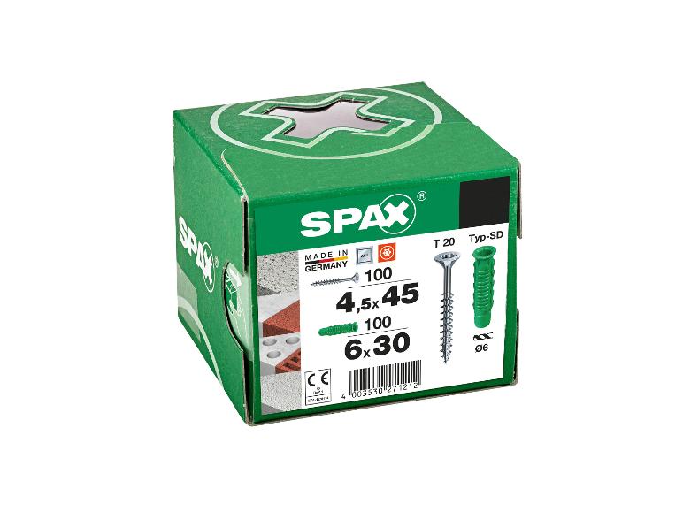 SPAX Dübel-Schrauben-Set »WIROX«, 200 Teile, Spreiz-Dübel Typ SD 6x30, Universalschrauben 4,5x45
