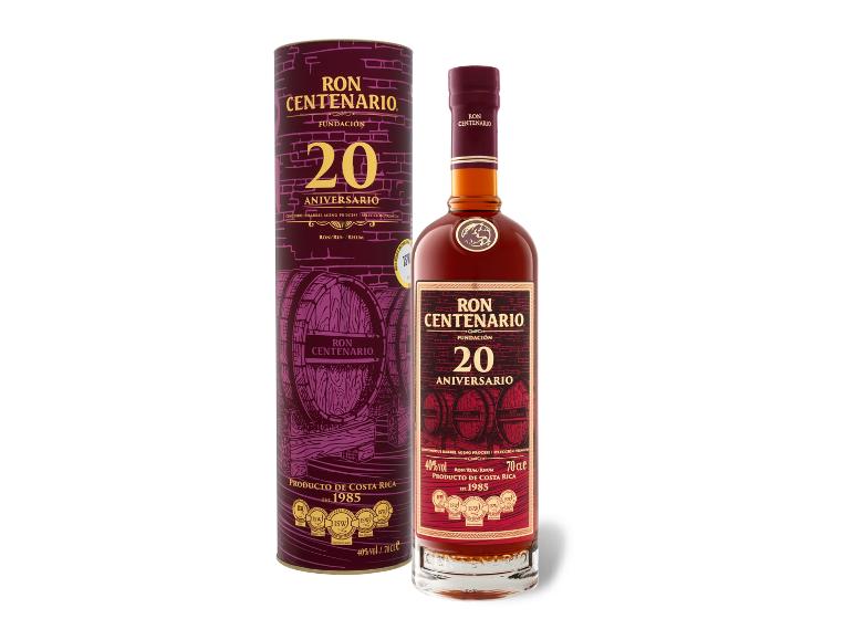 RON CENTENARIO Fundación Rum 20 Jahre mit Geschenkbox 40% Vol