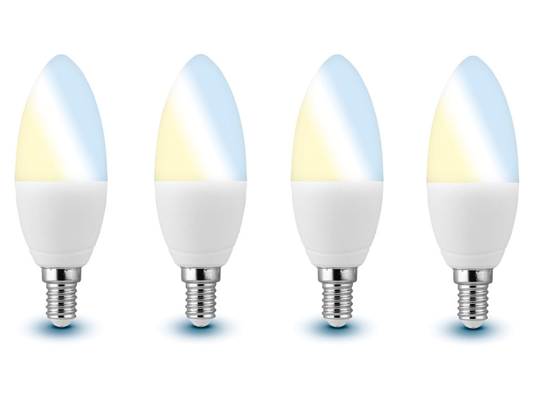 LIVARNO HOME 4er Set - Leuchtmittel Lichtfarbensteuerung, Zigbee Smart Home, 6 Watt, E14
