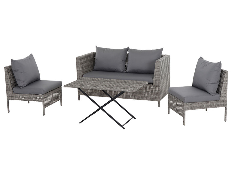 GARDAMO Vigo Lounge Set, aus Geflecht Mix, 4-teilig, grau