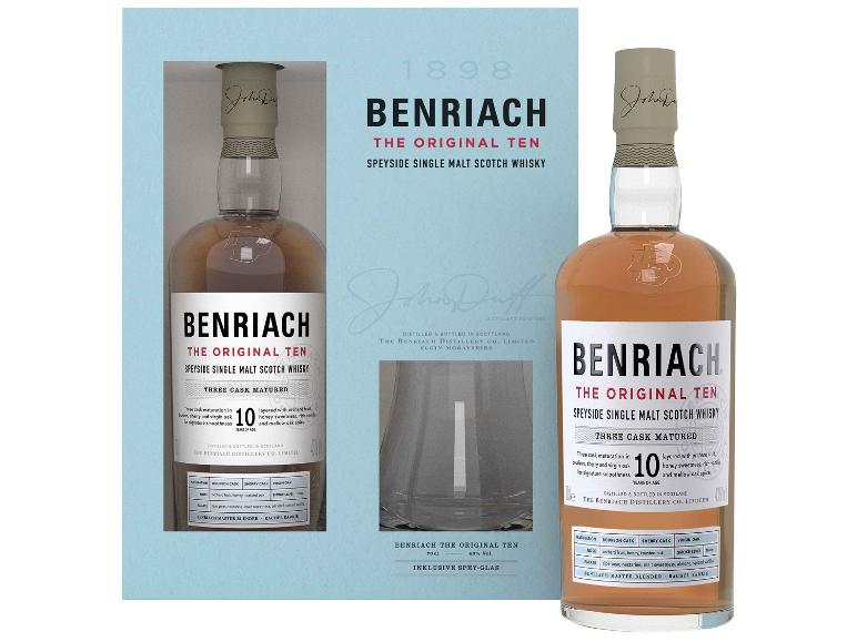 BenRiach Single Malt Scotch Whisky 10 Jahre mit Geschenkbox und Glas 43% Vol