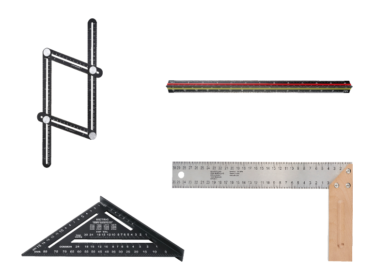 PARKSIDE® Multiwinkel Messlineal, Dreikantlineal, Dreieck mit Anschlagwinkel, Schreinerwinkel mit Buchenschenkel