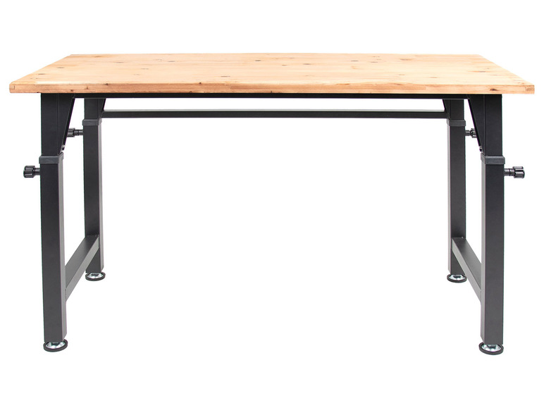 RIKTA Höhenverstellbare Werkbank, B 135 X T 60 X H 85 - 105cm, 200kg Belastung, FSC 100%, Fichte