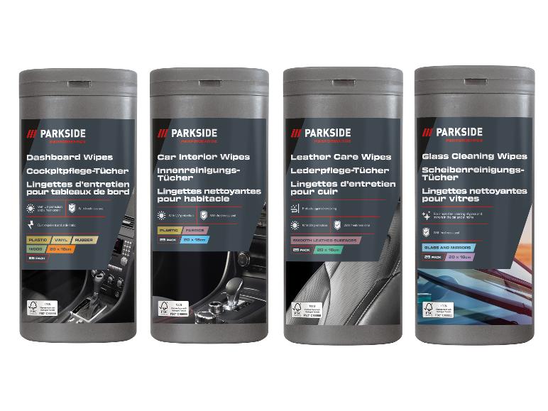 PARKSIDE PERFORMANCE® Cockpitpflege-Tücher / Innenreinigungs-Tücher / Lederpflege-Tücher / Scheibenreinigungs-Tücher