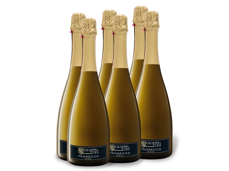 6 x 0,75-l-Flasche Weinpaket Giuseppe & Luigi Prosecco DOC extra trocken, Schaumwein