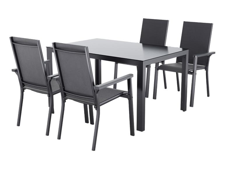 LIVARNO® Alu-Set »Houston / Toronto«, 5-teilig - Standardtisch & 4 Stapelsessel
