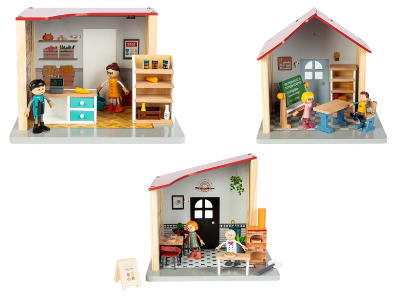 PLAYTIVE Puppenhaus Spielset, aus Echtholz