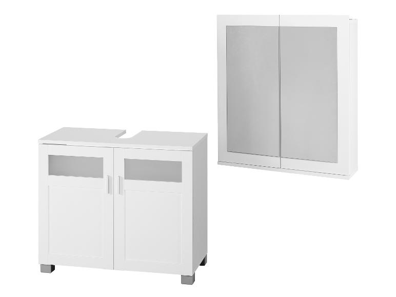 LIVARNO® Badezimmer-Set »Basel«: Waschbeckenunterschrank & Spiegelschrank mit 6 Glas-Einlegeböden