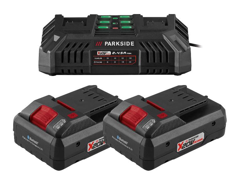 PARKSIDE PERFORMANCE® 2x 20 V / 4 Ah Smart-Akku und 1x 20 V Akku-Doppelladegerät