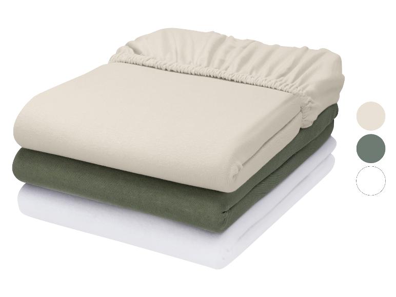 LIVARNO® Jersey-Spannbettlaken mit Leinen, 90-100 x 200 cm