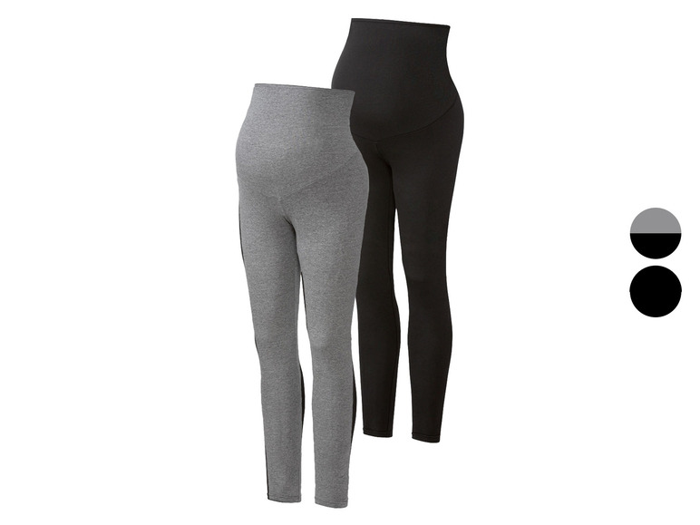 ESMARA® Damen Umstandsleggings, 2 Stück, mit Bio-Baumwolle