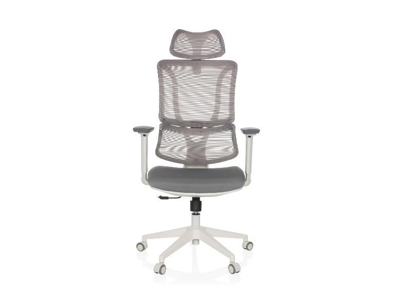 MYBUERO Bürostuhl / Drehstuhl ERGOMY W Sitz Stoff / Rücken Netzstoff Grau