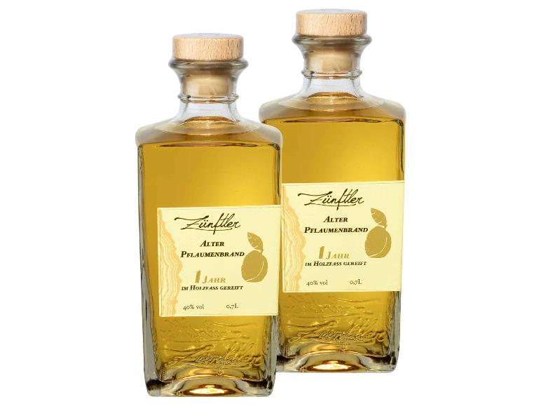 2 x 0,7-l-Flasche Spirituosenpaket Zünftler Alter Pflaumenbrand 1 Jahr 40% Vol
