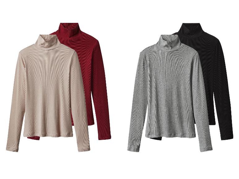 ESMARA® Damen Gerippte Rollkragenshirts, 2 Stück