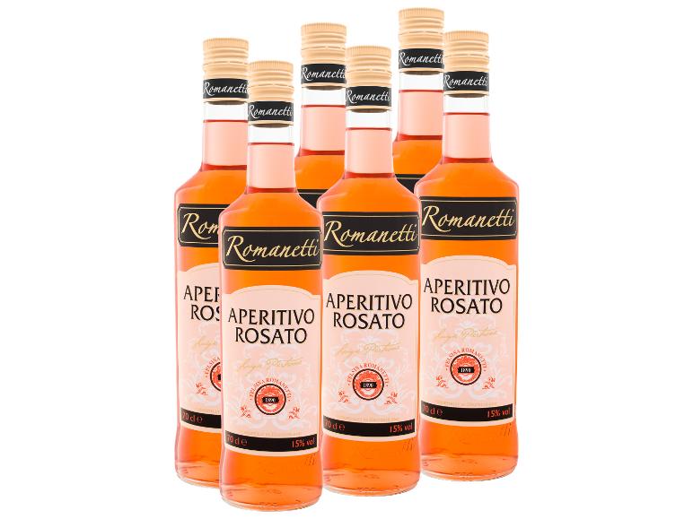 6 x 0,7-l-Flasche Spirituosenpaket ROMANETTI Aperitivo Rosato 15% Vol