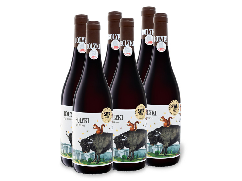 6 x 0,75-l-Flasche Weinpaket Bolyki 100% Egri Bikavér trocken, Rotwein